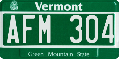 VT license plate AFM304