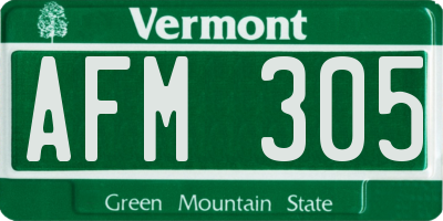 VT license plate AFM305