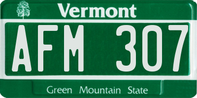 VT license plate AFM307