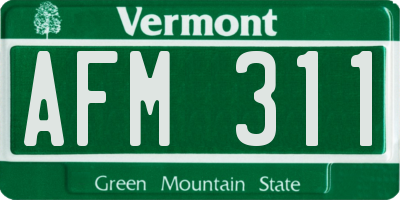 VT license plate AFM311
