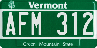 VT license plate AFM312