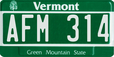 VT license plate AFM314