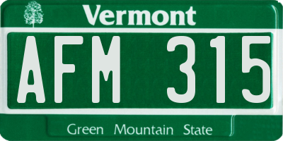 VT license plate AFM315
