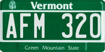 VT license plate AFM320