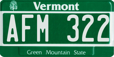 VT license plate AFM322