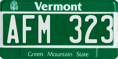 VT license plate AFM323