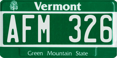 VT license plate AFM326