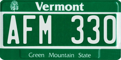 VT license plate AFM330