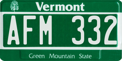 VT license plate AFM332