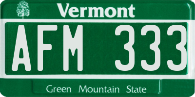 VT license plate AFM333
