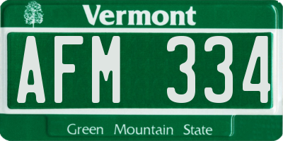 VT license plate AFM334
