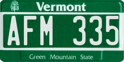 VT license plate AFM335
