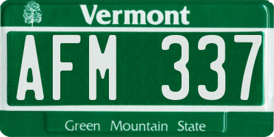VT license plate AFM337