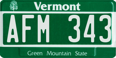 VT license plate AFM343