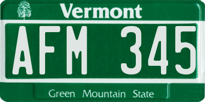 VT license plate AFM345