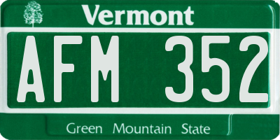 VT license plate AFM352