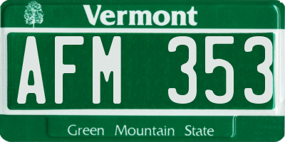 VT license plate AFM353