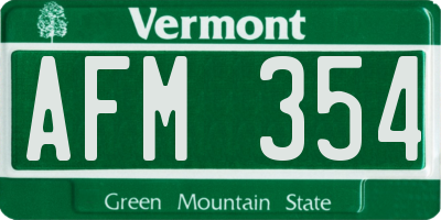 VT license plate AFM354