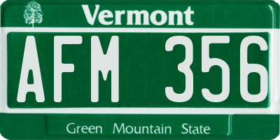 VT license plate AFM356