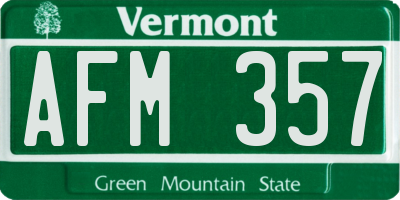 VT license plate AFM357