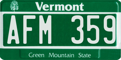 VT license plate AFM359