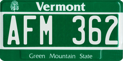 VT license plate AFM362