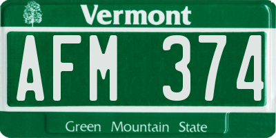 VT license plate AFM374