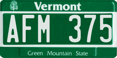 VT license plate AFM375