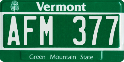 VT license plate AFM377