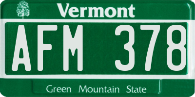 VT license plate AFM378