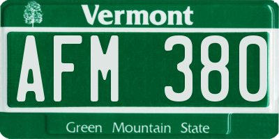 VT license plate AFM380