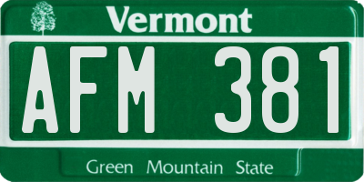 VT license plate AFM381
