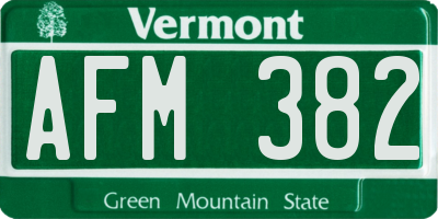 VT license plate AFM382