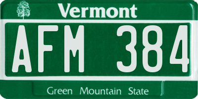 VT license plate AFM384