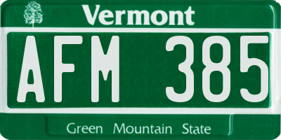 VT license plate AFM385