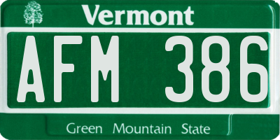 VT license plate AFM386