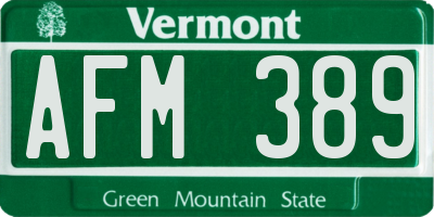 VT license plate AFM389