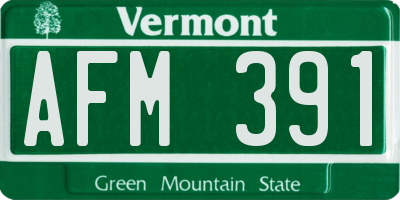 VT license plate AFM391