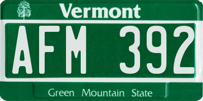 VT license plate AFM392