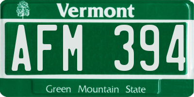 VT license plate AFM394