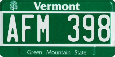 VT license plate AFM398