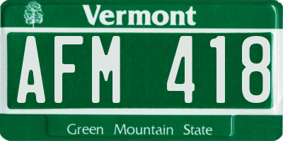 VT license plate AFM418