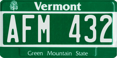 VT license plate AFM432
