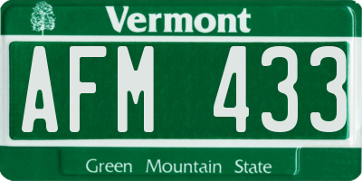 VT license plate AFM433