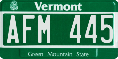 VT license plate AFM445