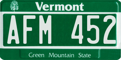 VT license plate AFM452
