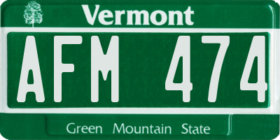 VT license plate AFM474