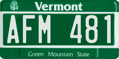 VT license plate AFM481