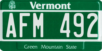 VT license plate AFM492