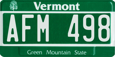 VT license plate AFM498